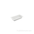 Pans de nourriture de porcelaine blanche blanche rectangulaire